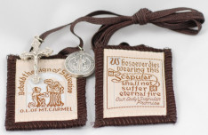 Brown Scapular with Crucifix & St. Benedict Medal
